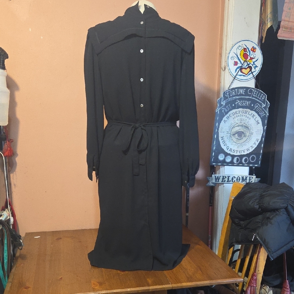 Vintage Pierre Cardin Black Long Sleeve Dress Womens Size 8 - Picture 7 of 8